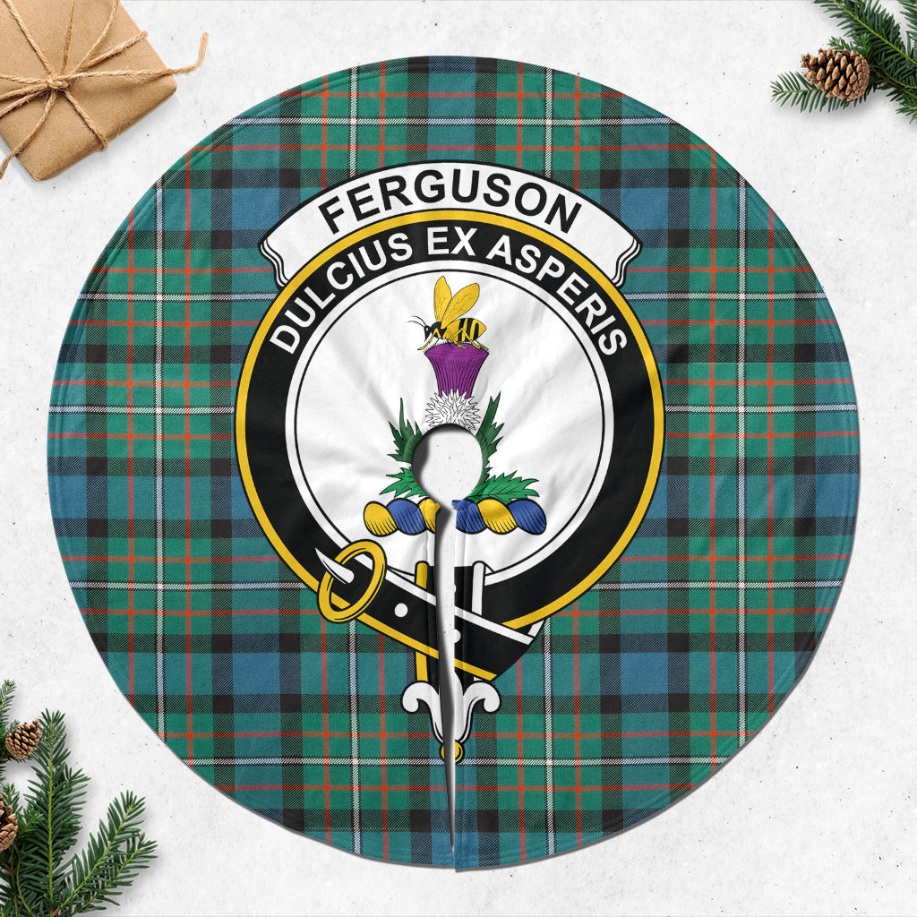 Ferguson Ancient Tartan Christmas Tree Skirt with Family Crest - Tartanvibesclothing