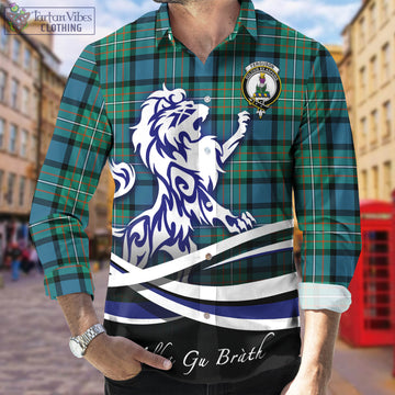 Ferguson (Fergusson) Tartan Long Sleeve Button Up Shirt with Alba Gu Brath Regal Lion Emblem