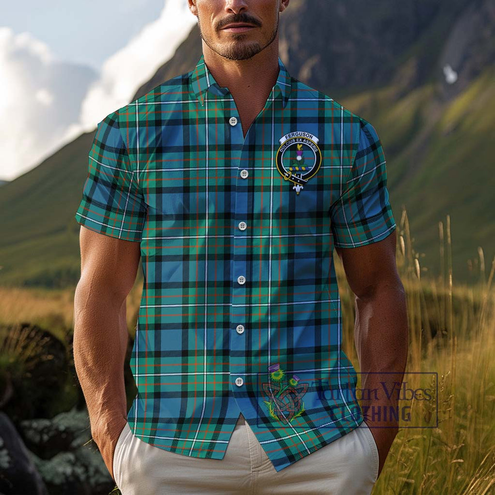 Ferguson (Fergusson) Tartan Cotton Hawaiian Shirt with Family Crest Adult - Tartan Vibes Clothing