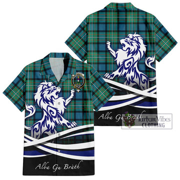 Ferguson (Fergusson) Tartan Short Sleeve Button Shirt with Alba Gu Brath Regal Lion Emblem