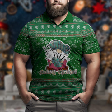 Ferguson (Fergusson) Clan Christmas Family Polo Shirt with Funny Gnome Playing Bagpipes