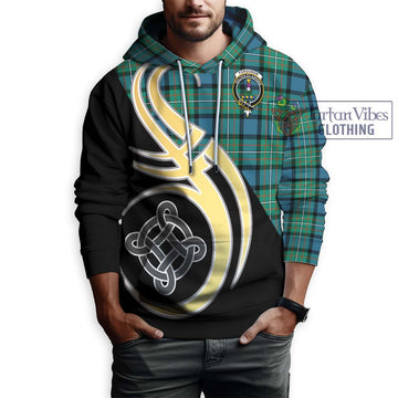 Ferguson (Fergusson) Tartan Hoodie with Family Crest and Celtic Symbol Style