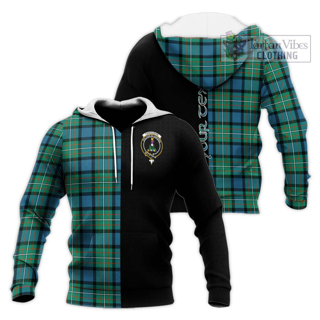 Ferguson (Fergusson) Tartan Knitted Hoodie with Family Crest and Half Of Me Style Unisex Knitted Pullover Hoodie - Tartanvibesclothing Shop