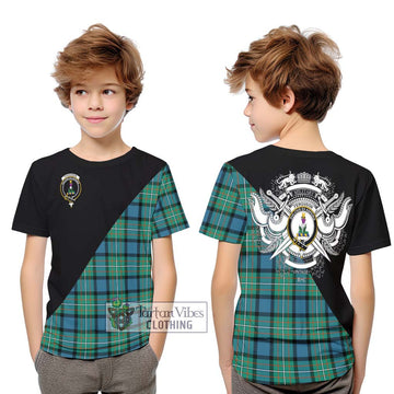 Ferguson (Fergusson) Tartan Kid T-Shirt with Family Crest and Military Logo Style