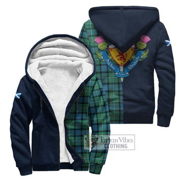 Ferguson (Fergusson) Tartan Sherpa Hoodie Alba with Scottish Lion Royal Arm Half Style