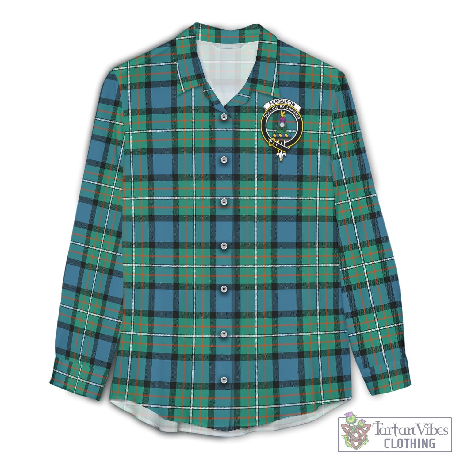 Tartan Vibes Clothing Ferguson Ancient Tartan Womens Casual Shirt with Family Crest