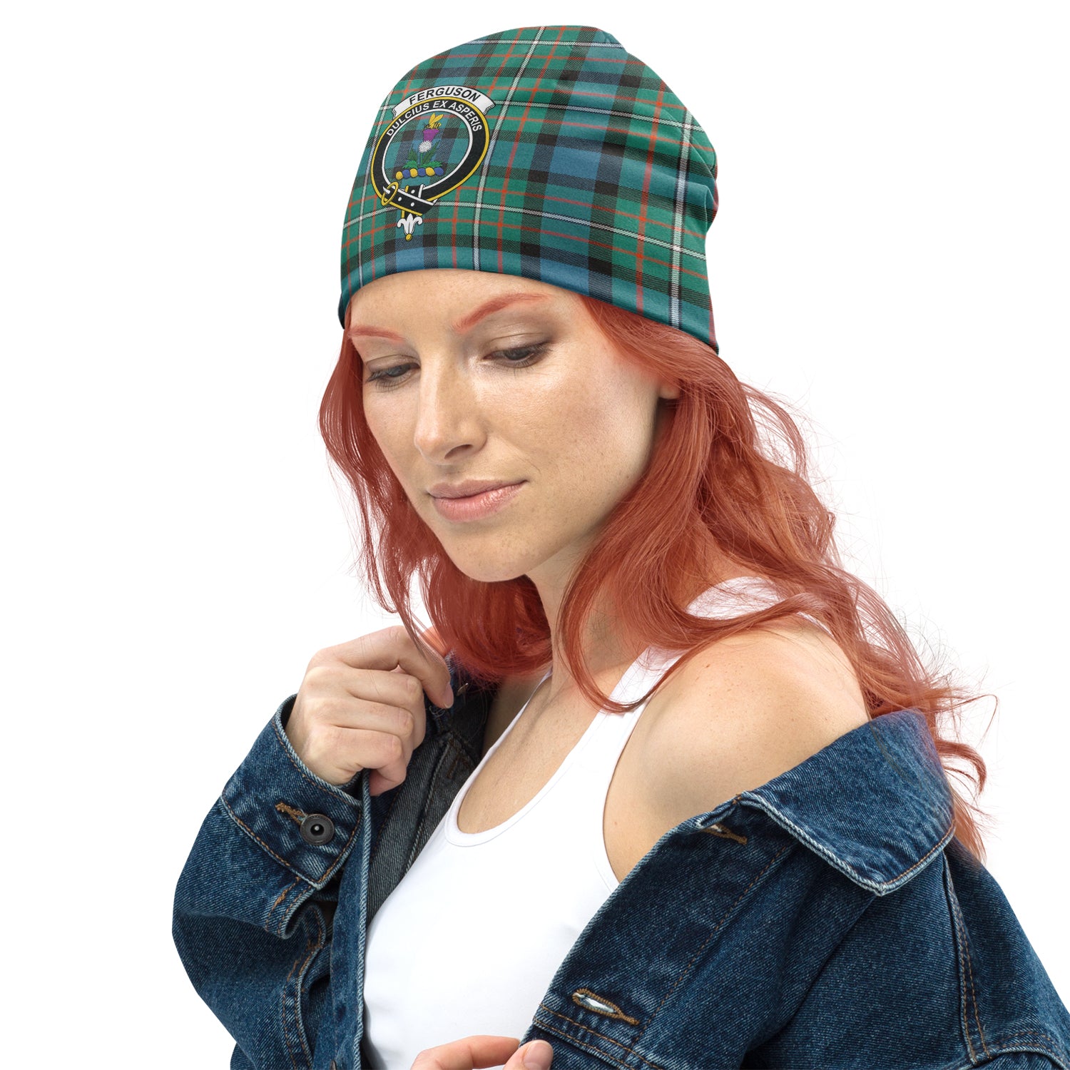 Ferguson (Fergusson) Tartan Beanies Hat with Family Crest - Tartan Vibes Clothing