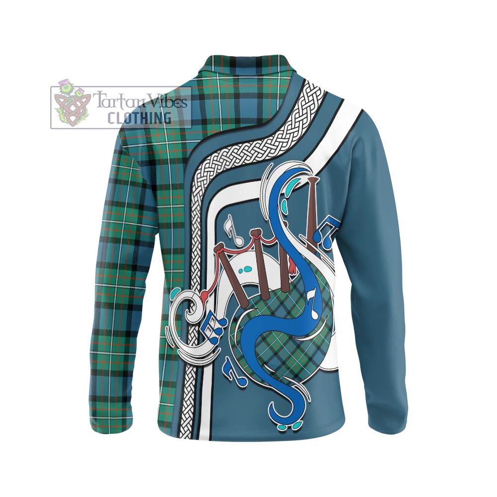 Tartan Vibes Clothing Ferguson Ancient Tartan Long Sleeve Polo Shirt with Epic Bagpipe Style