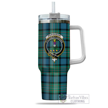 Ferguson (Fergusson) Tartan and Family Crest Tumbler with Handle