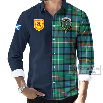 Ferguson (Fergusson) Tartan Long Sleeve Button Shirt Alba with Scottish Lion Royal Arm Half Style