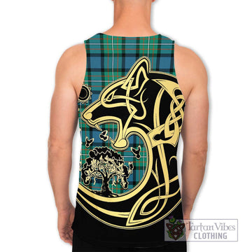 Ferguson (Fergusson) Tartan Men's Tank Top with Family Crest Celtic Wolf Style - Tartan Vibes Clothing