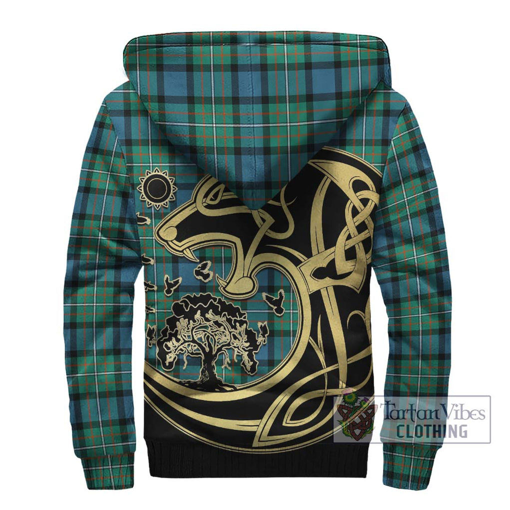 Ferguson (Fergusson) Tartan Sherpa Hoodie with Family Crest Celtic Wolf Style - Tartan Vibes Clothing