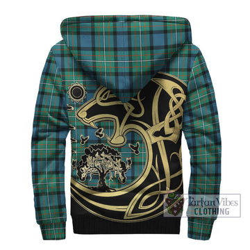 Ferguson (Fergusson) Tartan Sherpa Hoodie with Family Crest Celtic Wolf Style