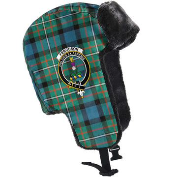 Ferguson (Fergusson) Tartan Winter Trapper Hat with Family Crest