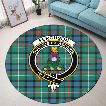 Ferguson (Fergusson) Tartan Round Rug with Family Crest