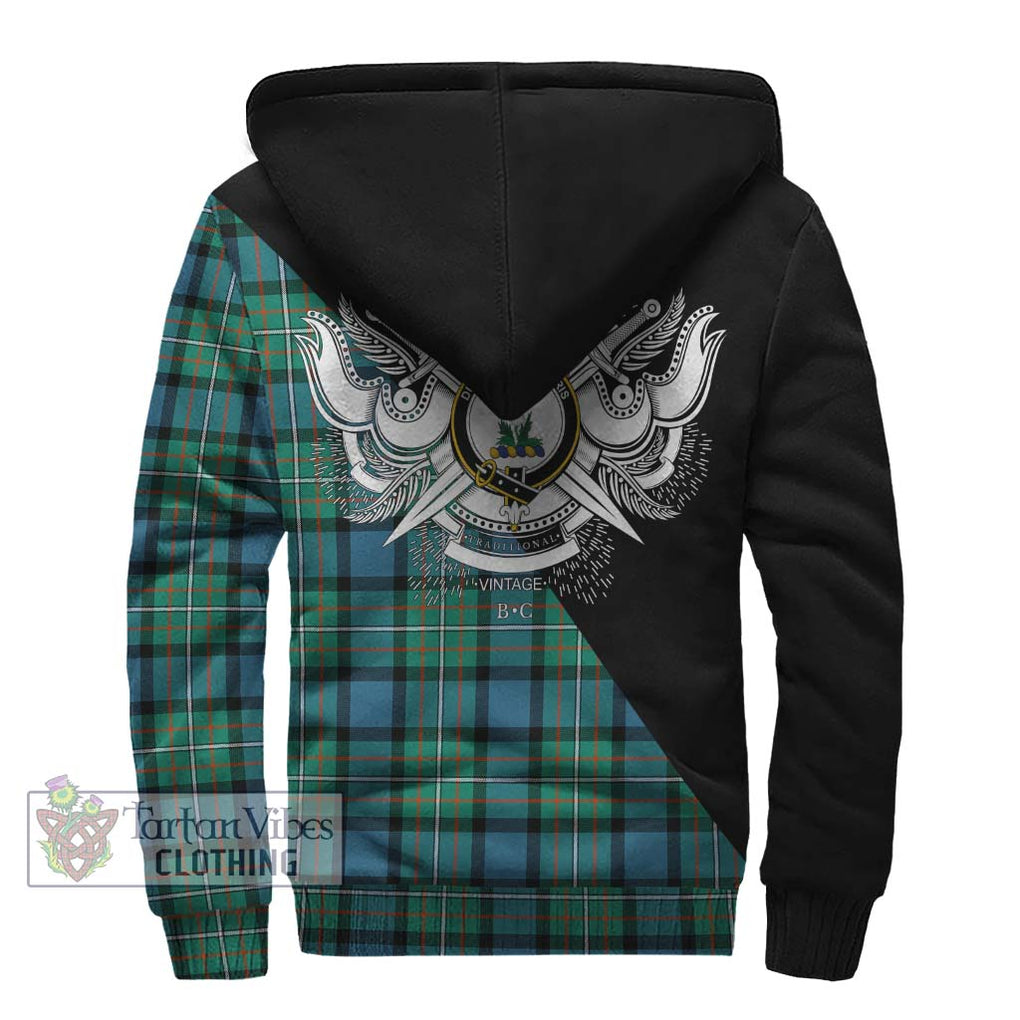 Ferguson (Fergusson) Tartan Sherpa Hoodie with Family Crest and Military Logo Style - Tartanvibesclothing Shop