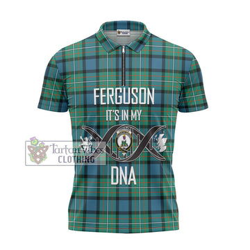 Ferguson (Fergusson) Tartan Zipper Polo Shirt with Family Crest DNA In Me Style