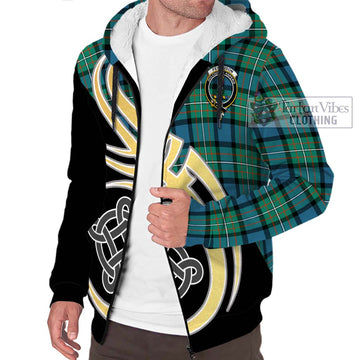 Ferguson (Fergusson) Tartan Sherpa Hoodie with Family Crest and Celtic Symbol Style