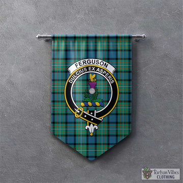 Ferguson (Fergusson) Tartan Gonfalon, Tartan Banner with Family Crest