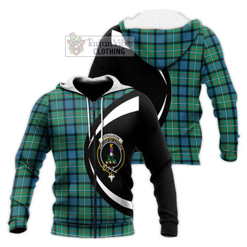 Ferguson (Fergusson) Tartan Knitted Hoodie with Family Crest Circle Style