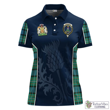 Ferguson (Fergusson) Tartan Women's Polo Shirt with Family Crest and Scottish Thistle Vibes Sport Style