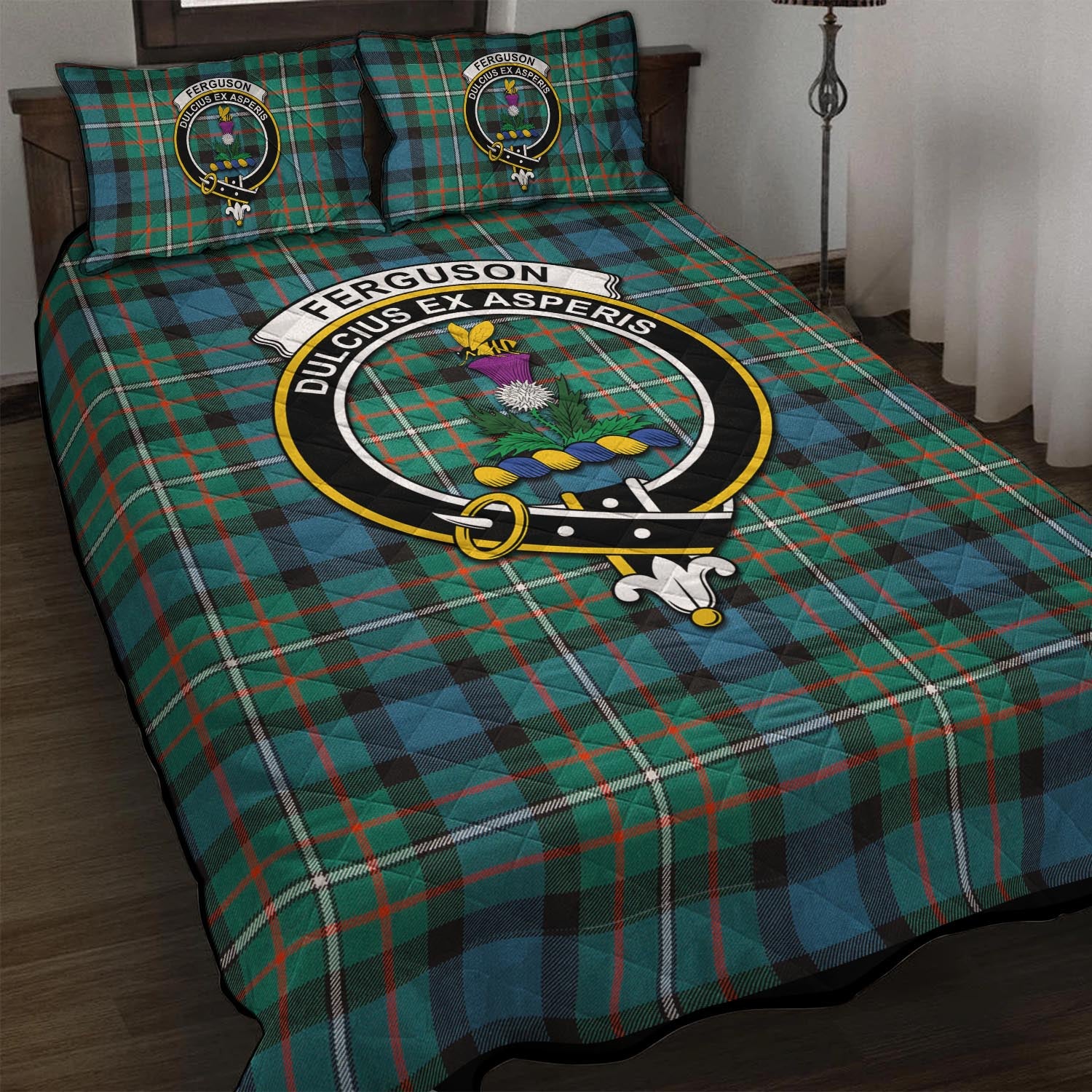 Ferguson (Fergusson) Tartan Quilt Bed Set with Family Crest - Tartan Vibes Clothing