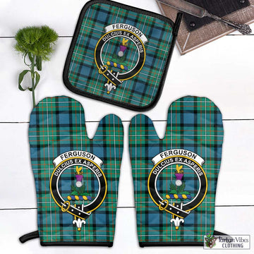 Ferguson (Fergusson) Tartan Combo Oven Mitt & Pot-Holder with Family Crest Black - Tartan Vibes Clothing