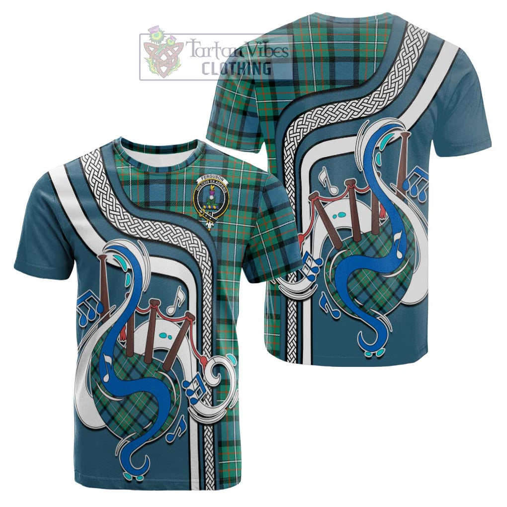 Tartan Vibes Clothing Ferguson Ancient Tartan Cotton T-shirt with Epic Bagpipe Style