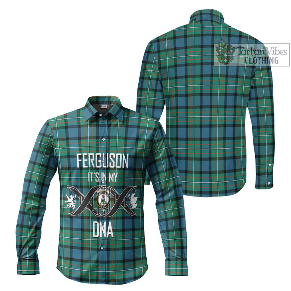 Ferguson (Fergusson) Tartan Long Sleeve Button Shirt with Family Crest DNA In Me Style Men's Shirt - Tartanvibesclothing Shop