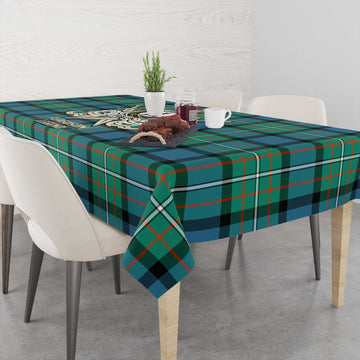 Ferguson (Fergusson) Tartan Tablecloth with Clan Crest and the Golden Sword of Courageous Legacy