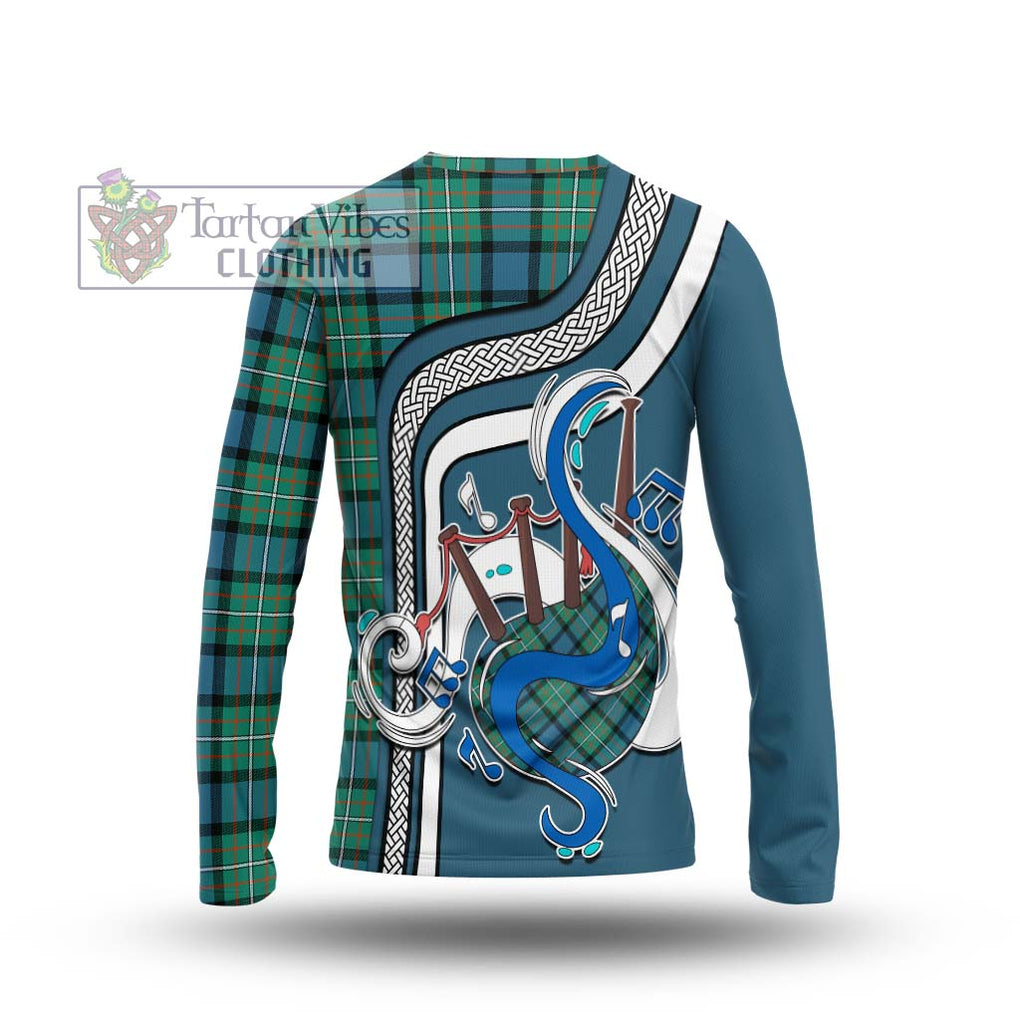 Tartan Vibes Clothing Ferguson Ancient Tartan Long Sleeve T-Shirt with Epic Bagpipe Style