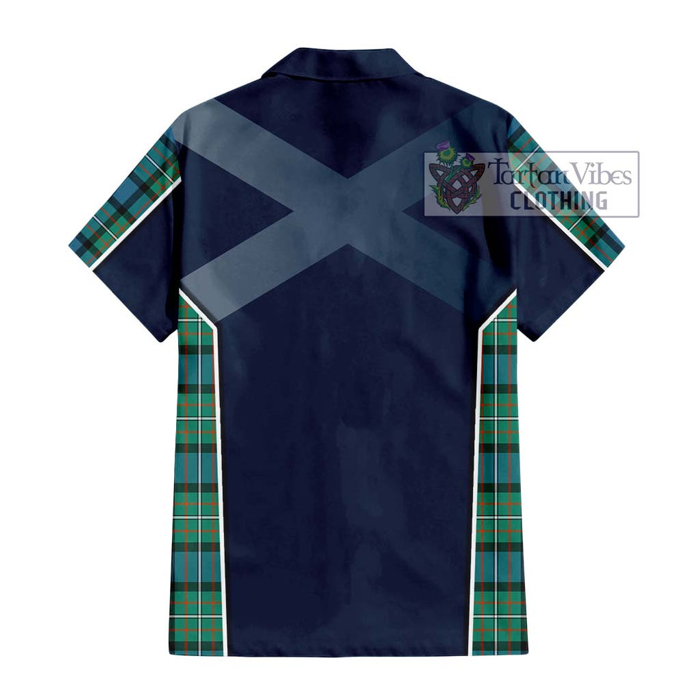 Ferguson (Fergusson) Tartan Short Sleeve Button Shirt with Family Crest and Lion Rampant Vibes Sport Style - Tartan Vibes Clothing