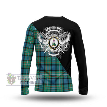 Ferguson (Fergusson) Tartan Long Sleeve T-Shirt with Family Crest and Military Logo Style