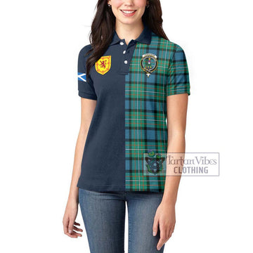 Ferguson (Fergusson) Tartan Women's Polo Shirt Alba with Scottish Lion Royal Arm Half Style - Tartan Vibes Clothing