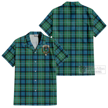 Ferguson (Fergusson) Tartan Cotton Hawaiian Shirt with Family Crest