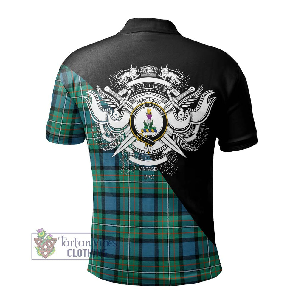 Ferguson (Fergusson) Tartan Polo Shirt with Family Crest and Military Logo Style - Tartan Vibes Clothing