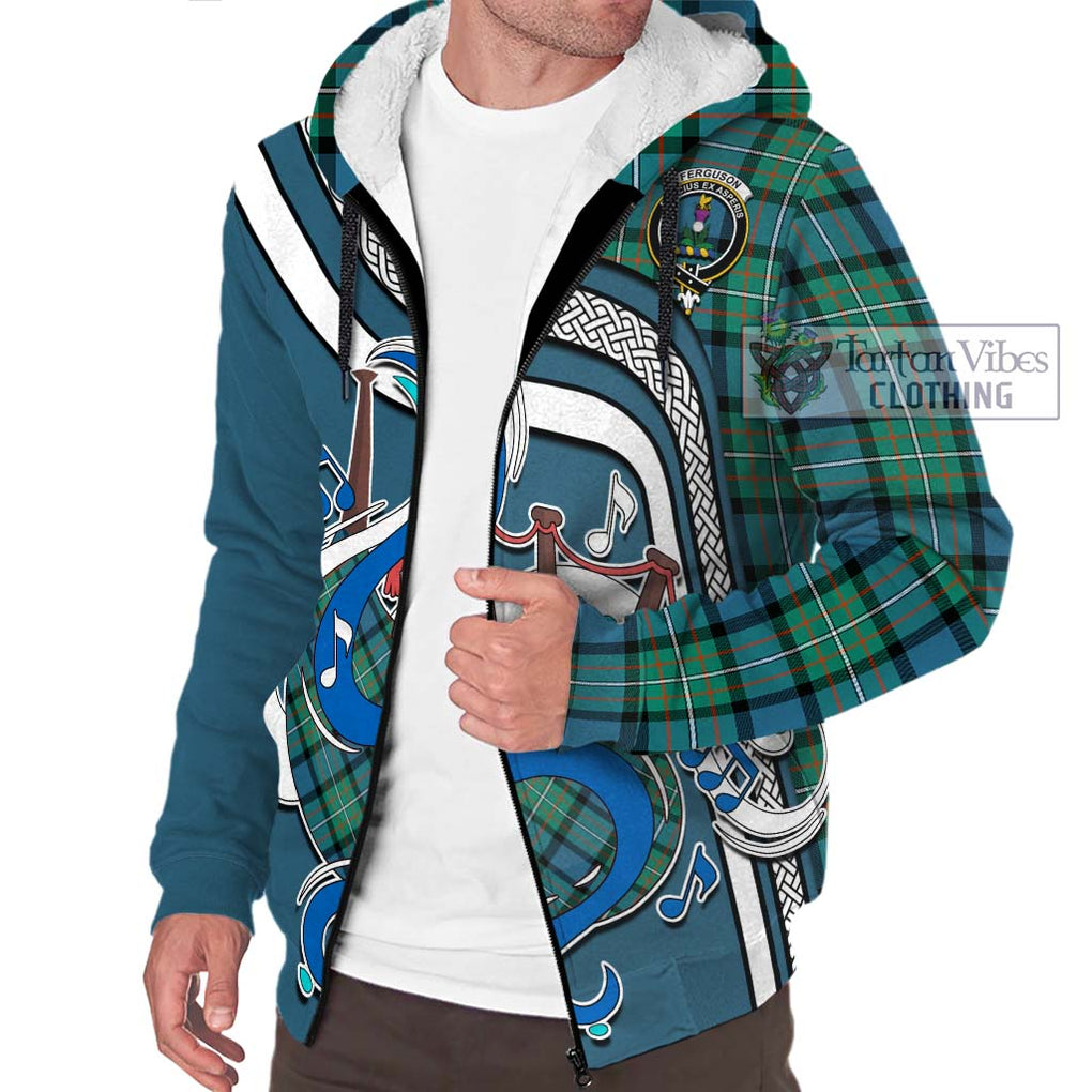 Ferguson (Fergusson) Tartan Sherpa Hoodie with Epic Bagpipe Style Unisex - Tartanvibesclothing Shop