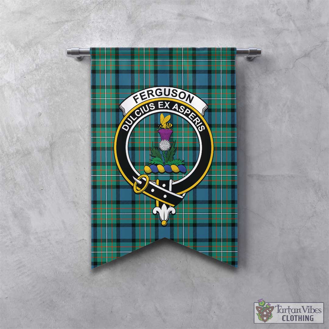 Tartan Vibes Clothing Ferguson Ancient Tartan Gonfalon, Tartan Banner with Family Crest