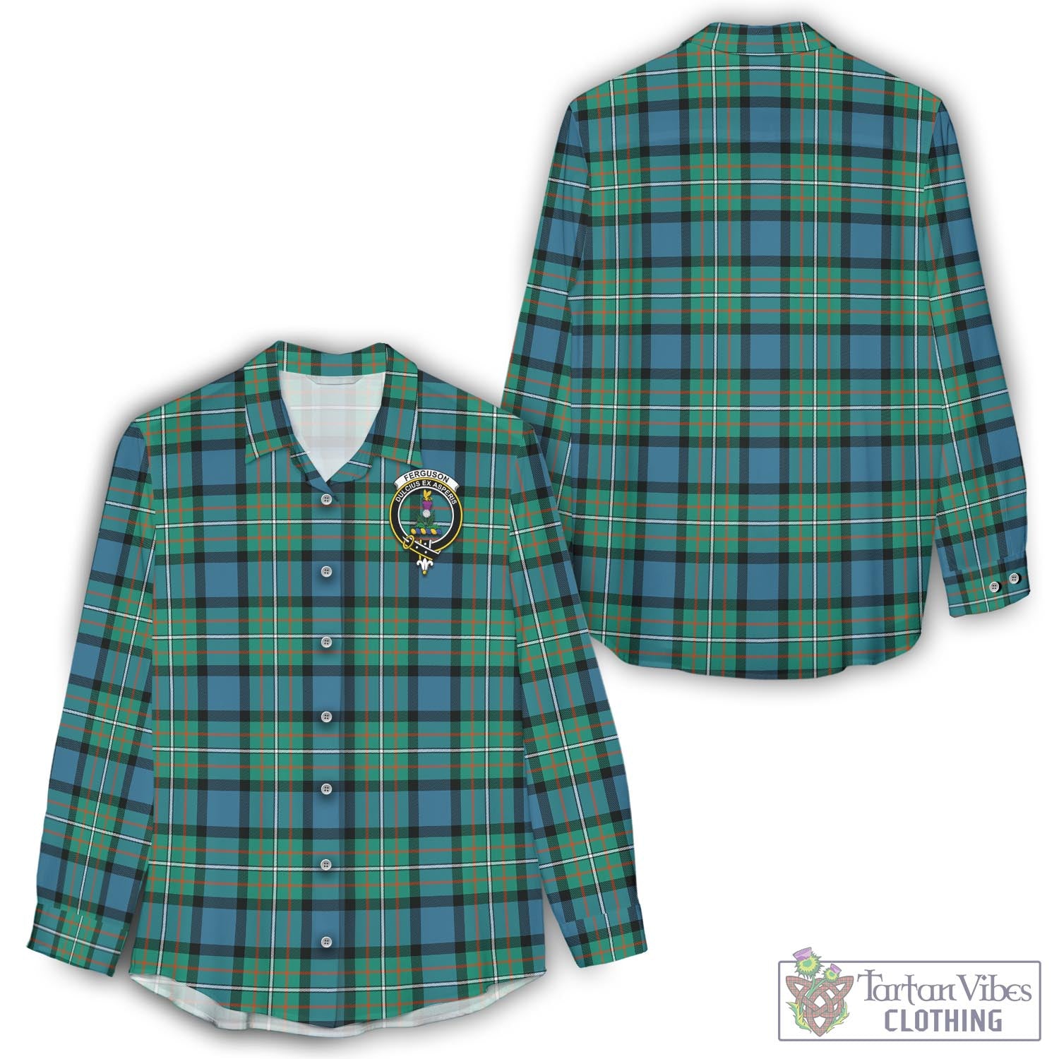 Tartan Vibes Clothing Ferguson Ancient Tartan Womens Casual Shirt with Family Crest