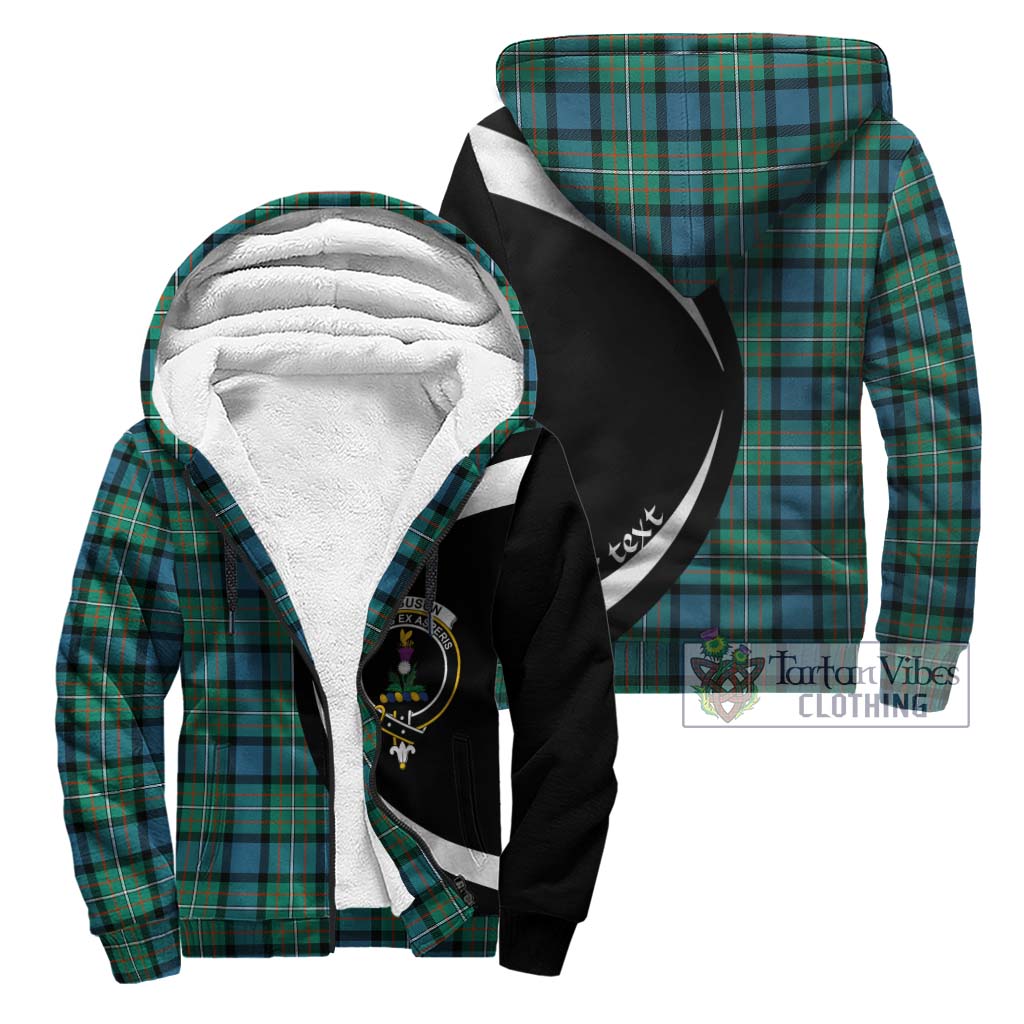 Ferguson (Fergusson) Tartan Sherpa Hoodie with Family Crest Circle Style Unisex - Tartan Vibes Clothing