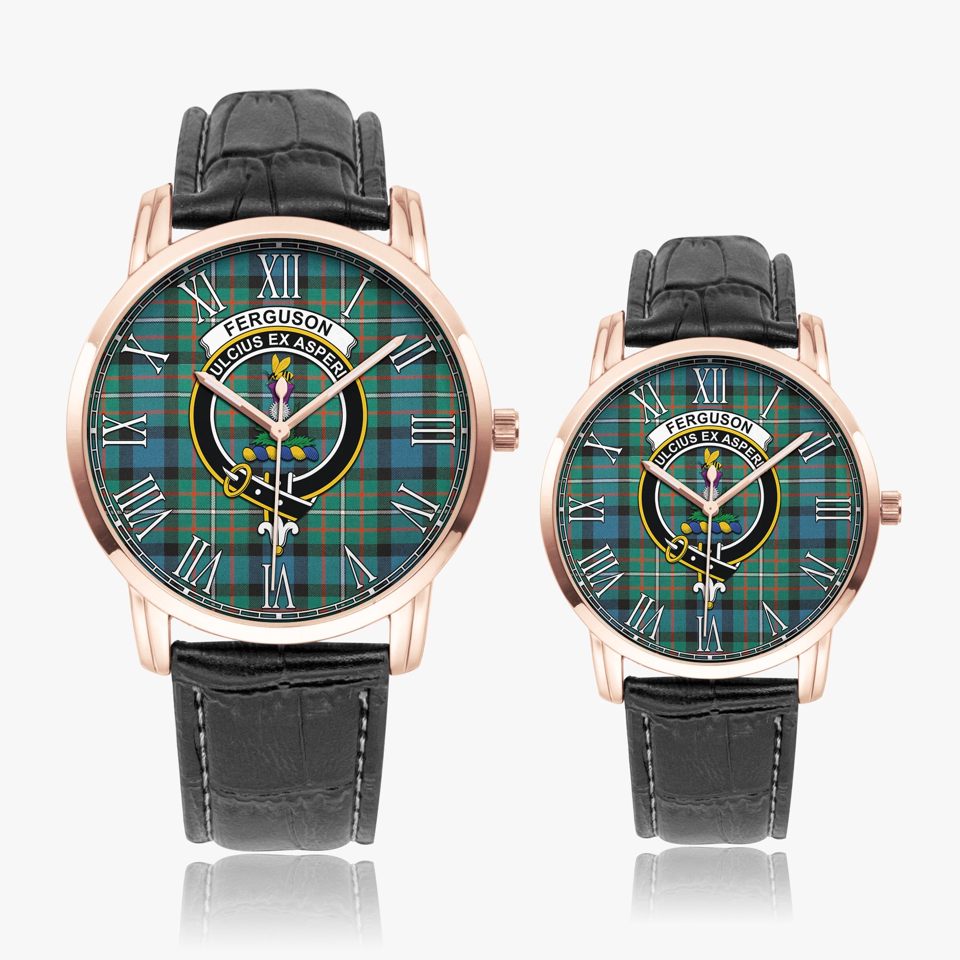 Ferguson Ancient Tartan Family Crest Leather Strap Quartz Watch - Tartanvibesclothing