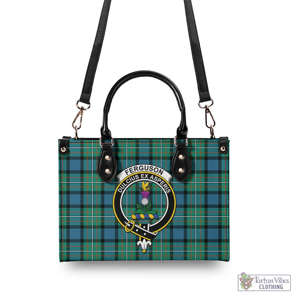 Tartan Vibes Clothing Ferguson Ancient Tartan Luxury Leather Handbags with Family Crest