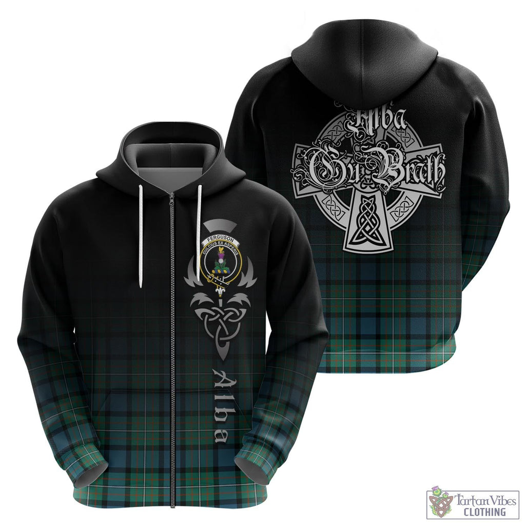 Tartan Vibes Clothing Ferguson Ancient Tartan Hoodie Featuring Alba Gu Brath Family Crest Celtic Inspired