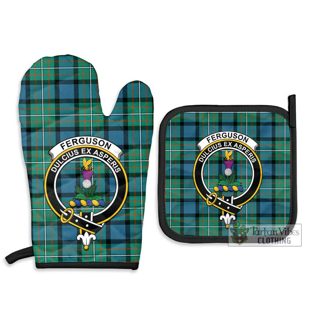 Ferguson (Fergusson) Tartan Combo Oven Mitt & Pot-Holder with Family Crest - Tartan Vibes Clothing