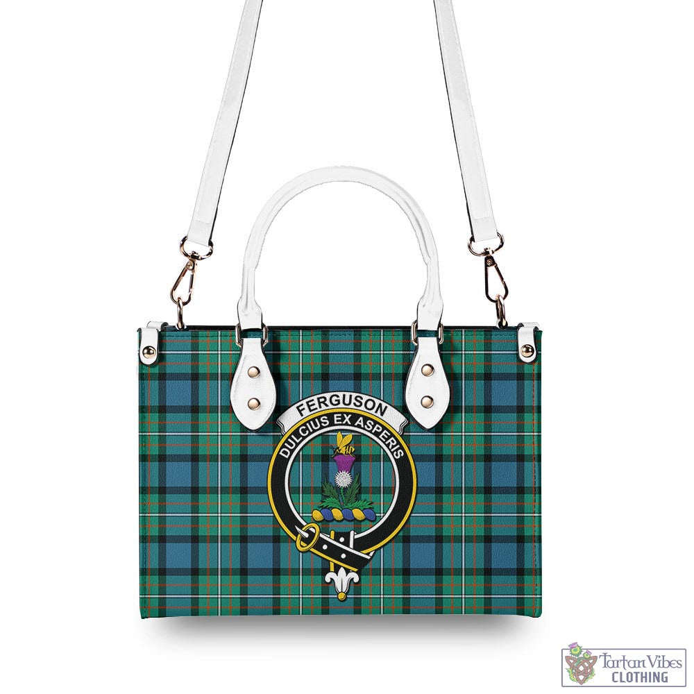 Tartan Vibes Clothing Ferguson Ancient Tartan Luxury Leather Handbags with Family Crest