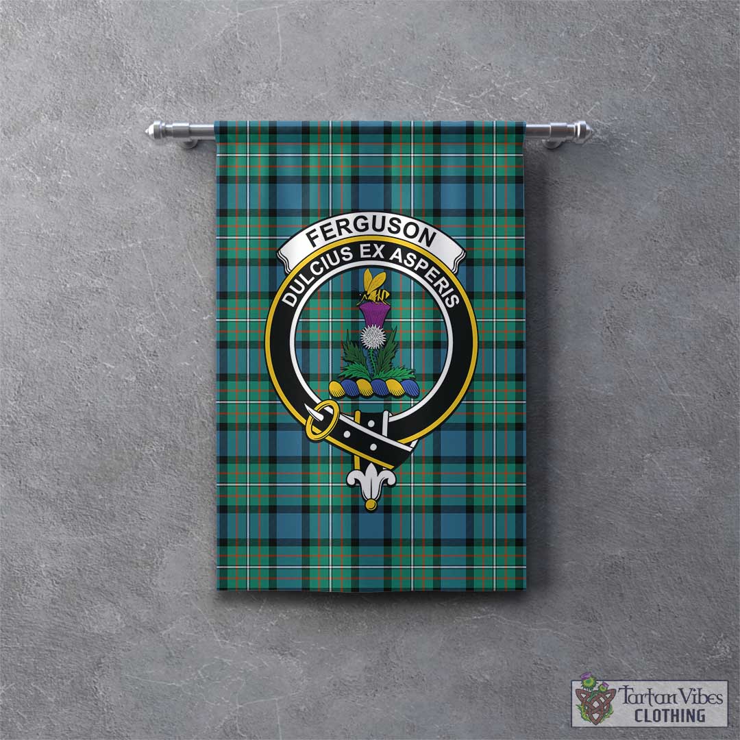 Tartan Vibes Clothing Ferguson Ancient Tartan Gonfalon, Tartan Banner with Family Crest