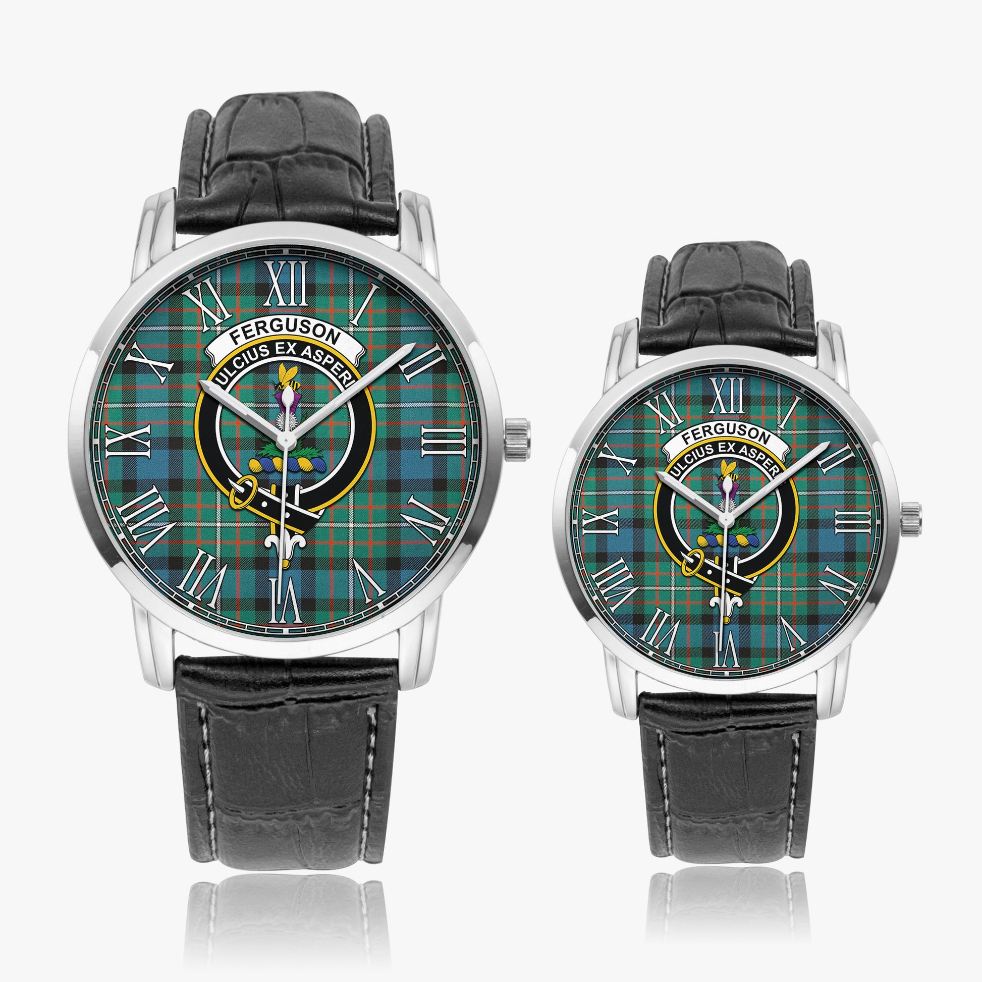 Ferguson Ancient Tartan Family Crest Leather Strap Quartz Watch - Tartanvibesclothing