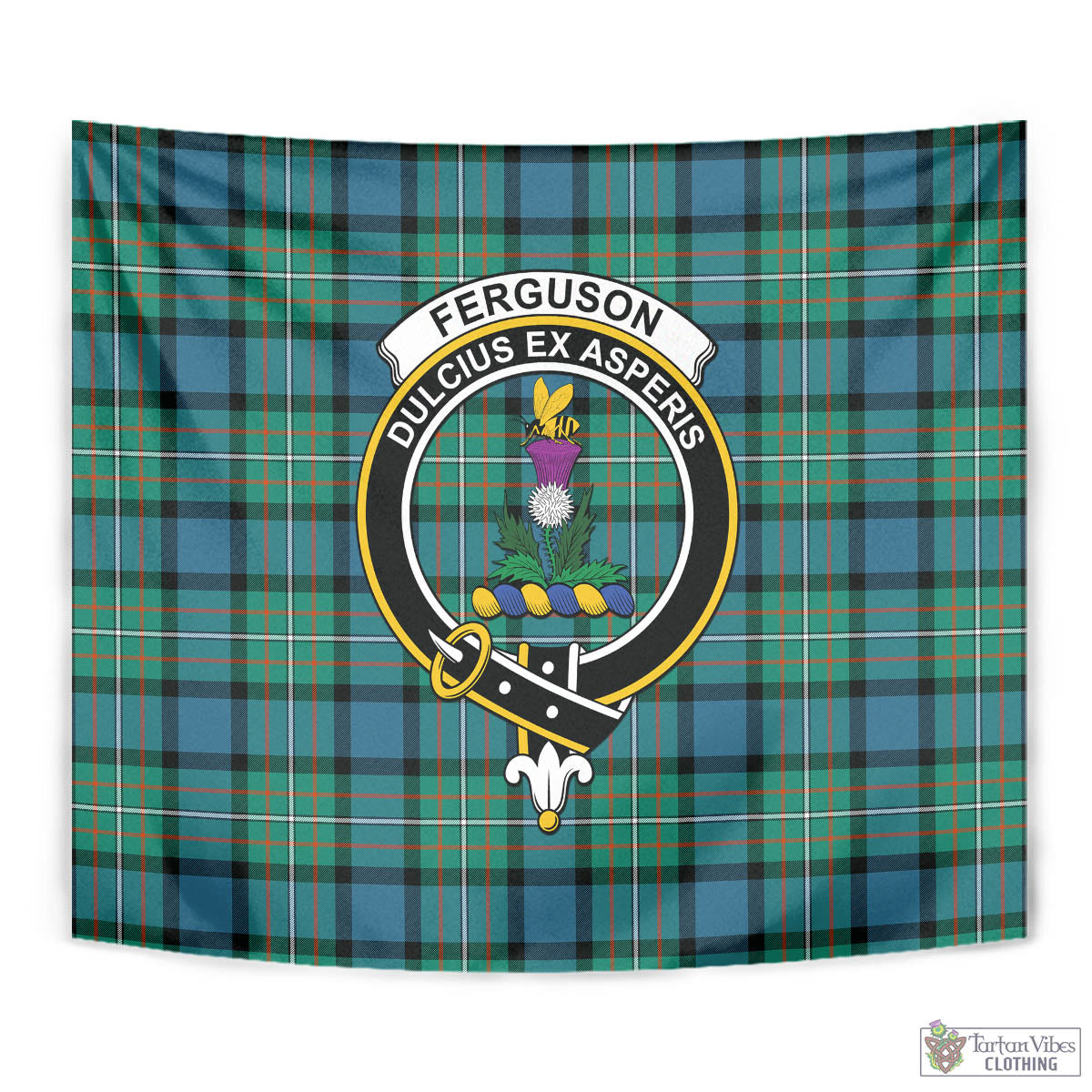 Tartan Vibes Clothing Ferguson Ancient Tartan Tapestry Wall Hanging and Home Decor for Room with Family Crest