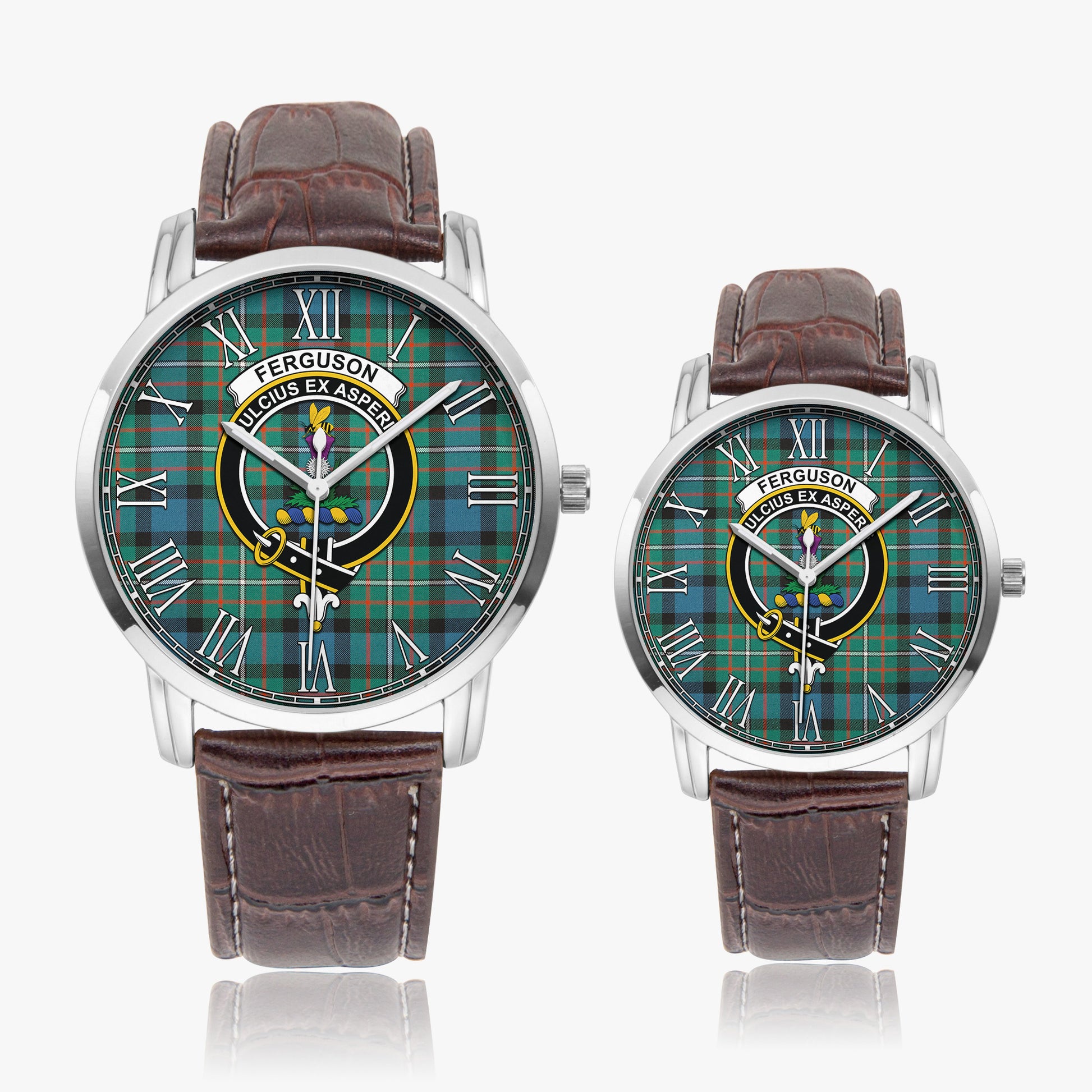 Ferguson Ancient Tartan Family Crest Leather Strap Quartz Watch - Tartanvibesclothing