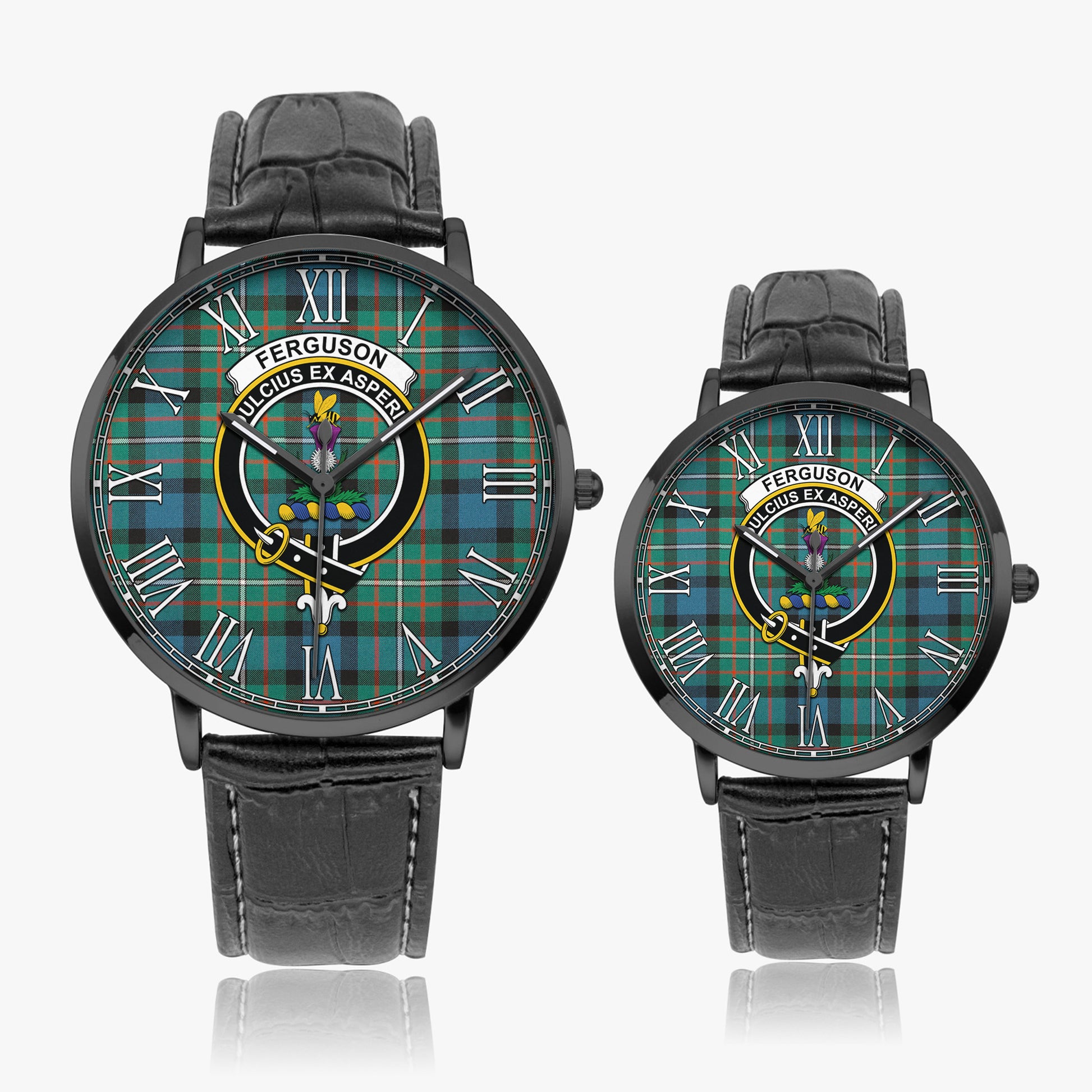 Ferguson Ancient Tartan Family Crest Leather Strap Quartz Watch - Tartanvibesclothing